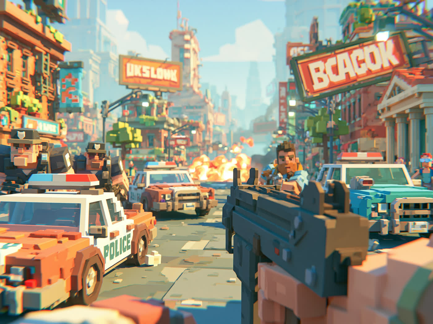 Concept art: shootout with police, study 1