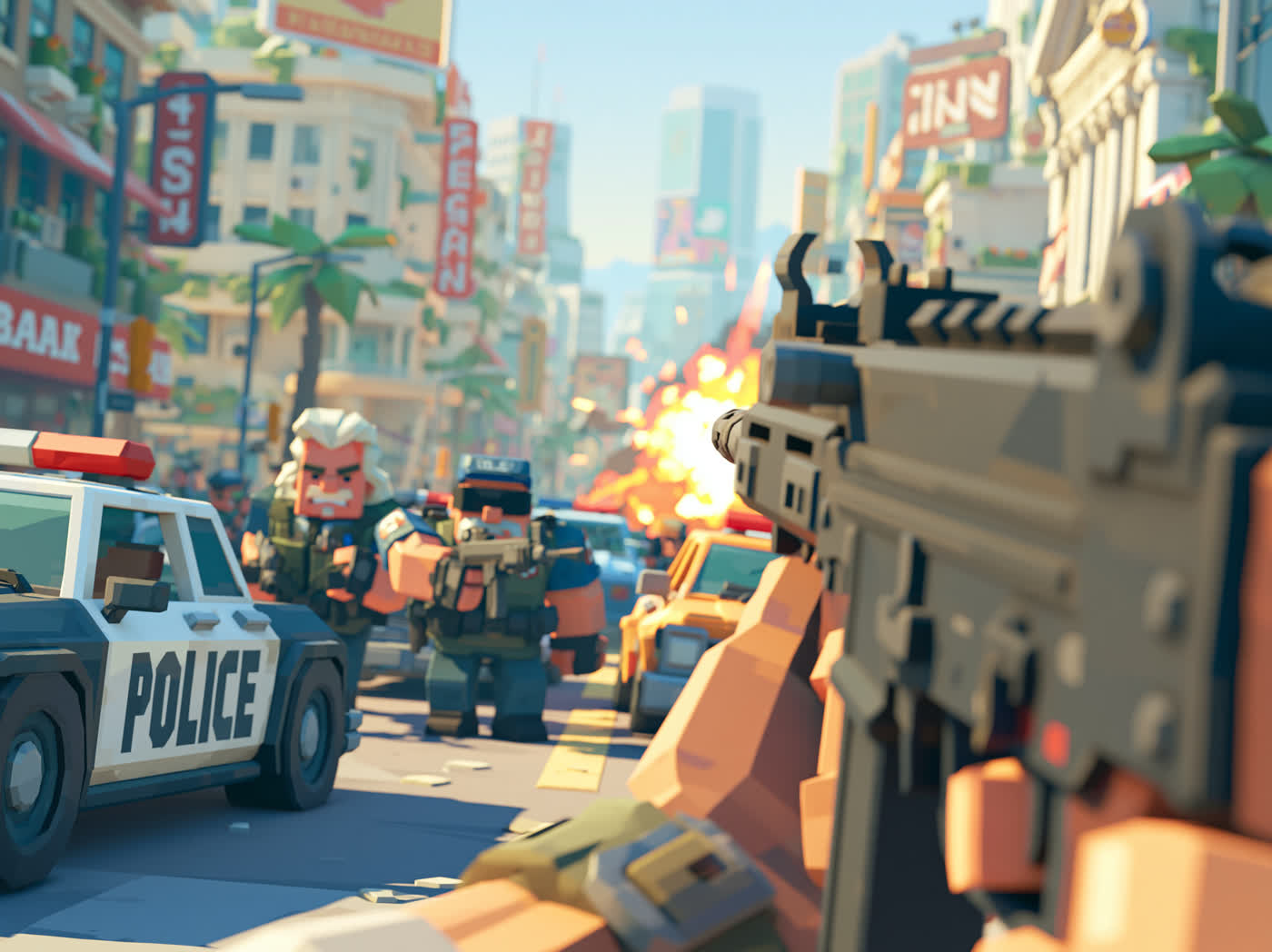 Concept art: shootout with police, study 3