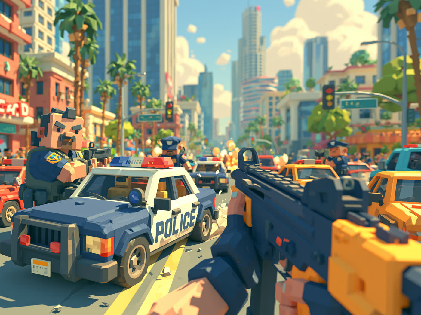 Concept art: shootout with police, study 4