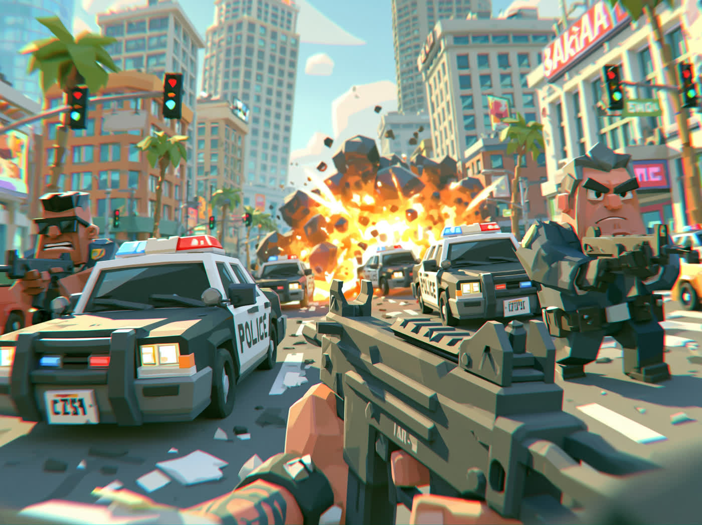 Concept art: shootout with police, study 5