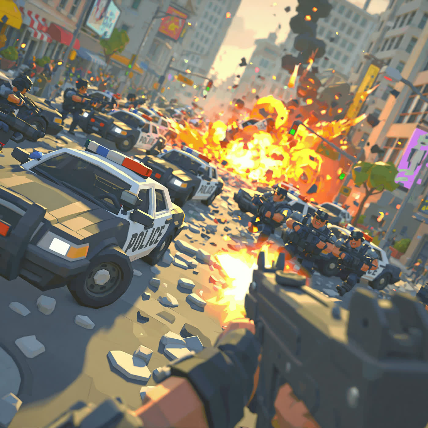Concept art: shootout with police, study 6