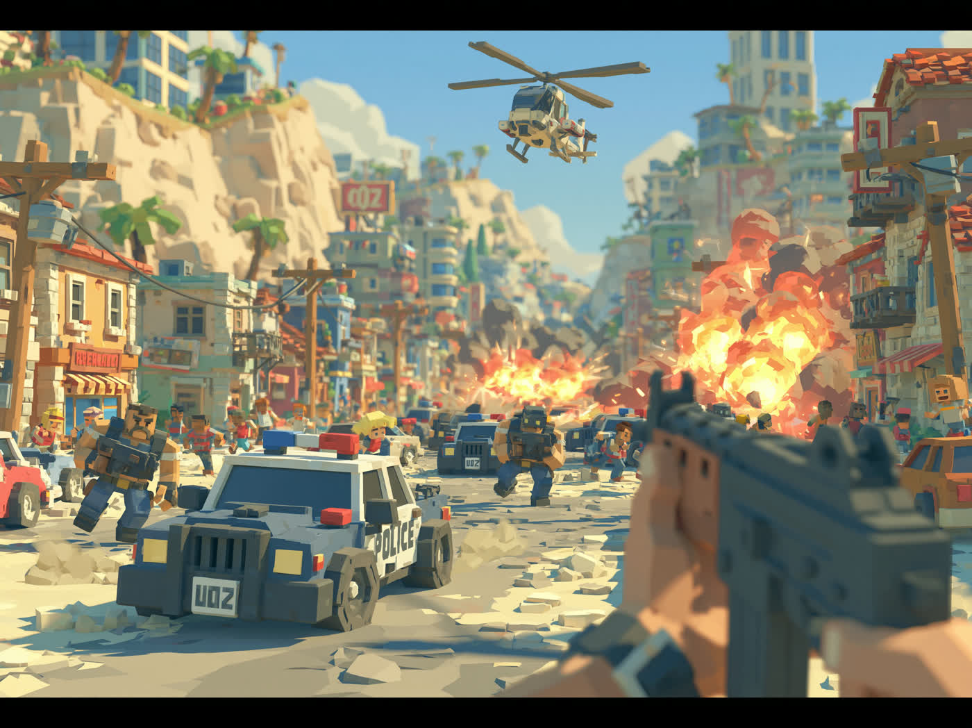 Concept art: shootout with police, study 7