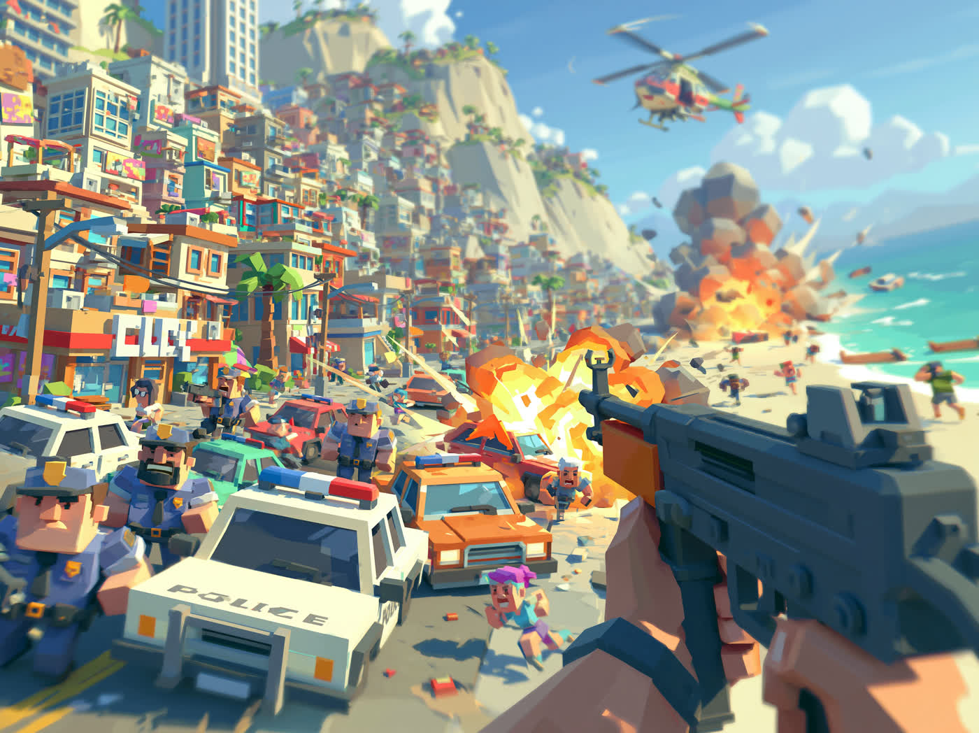 Concept art: shootout with police, study 8