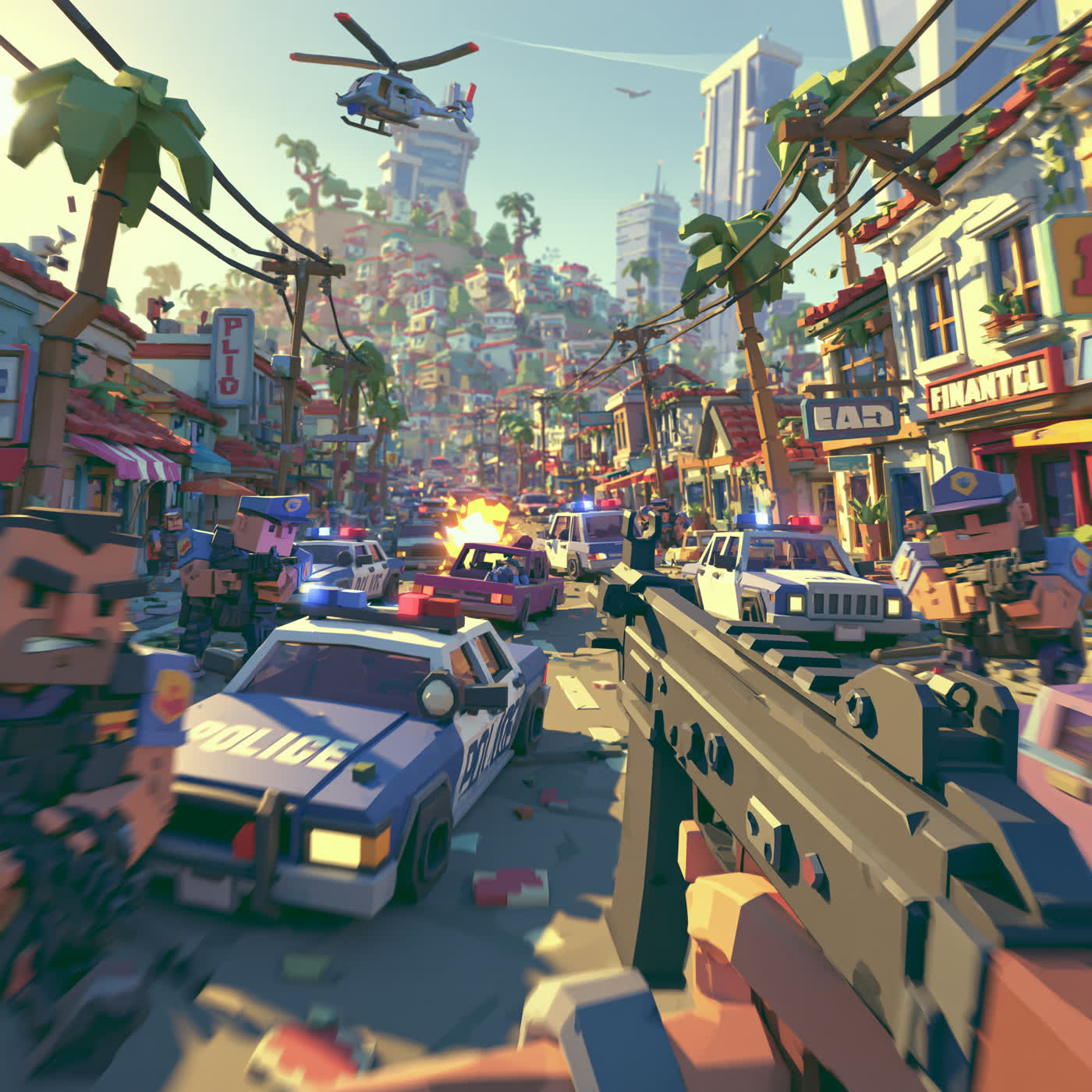 Concept art: shootout with police, study 9