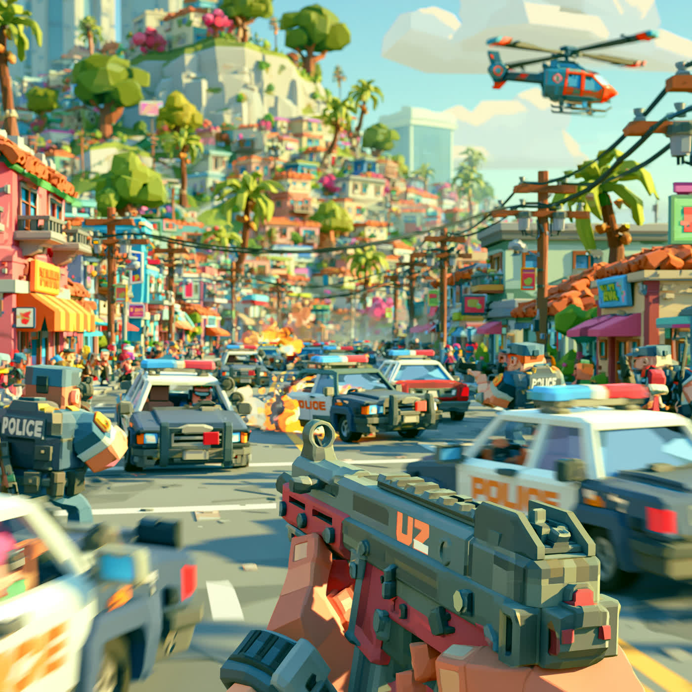 Concept art: shootout with police, study 10