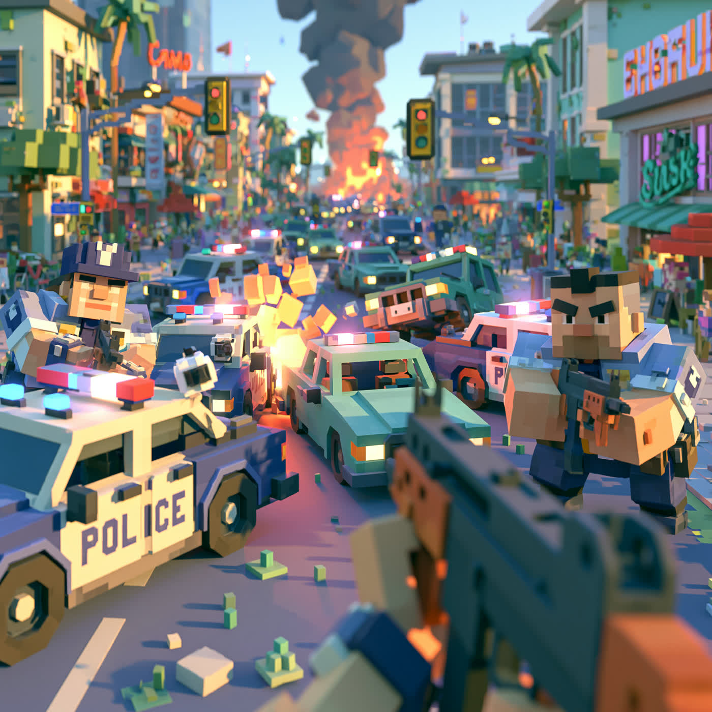 Concept art: shootout with police, study 11