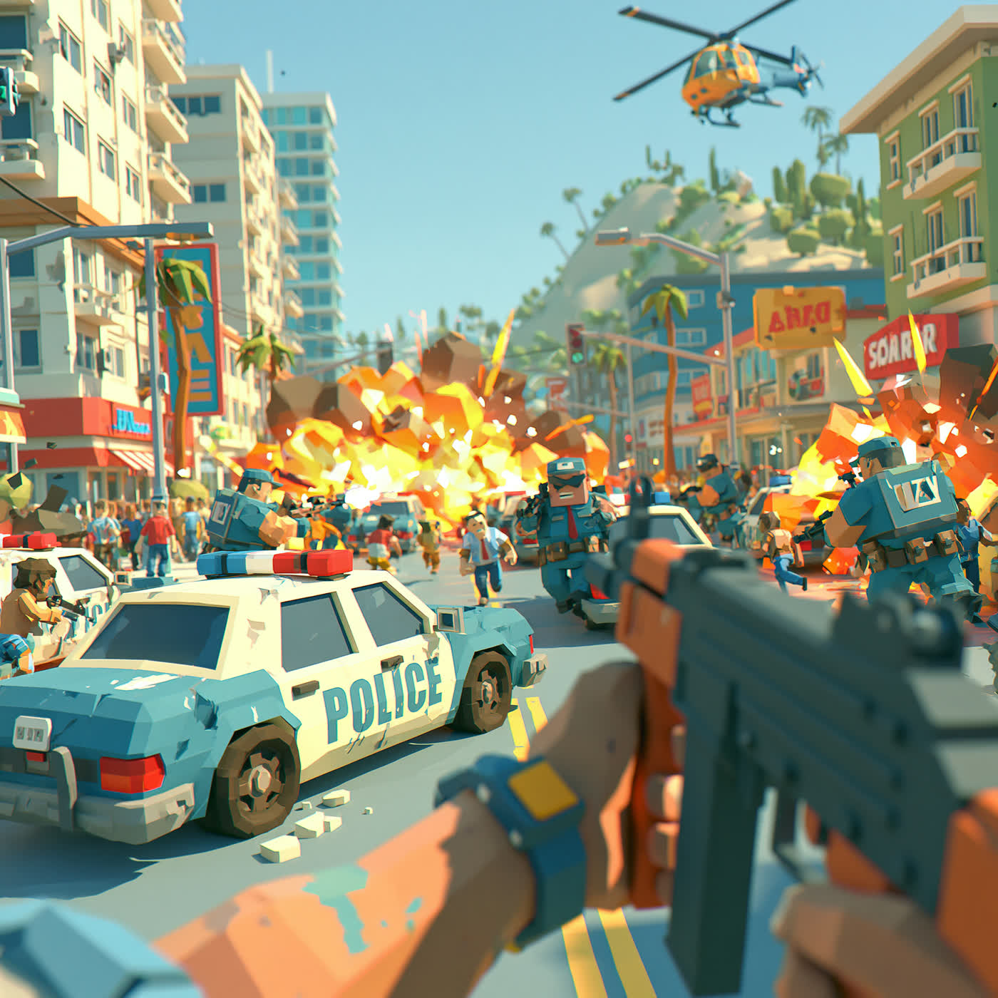 Concept art: shootout with police, study 15